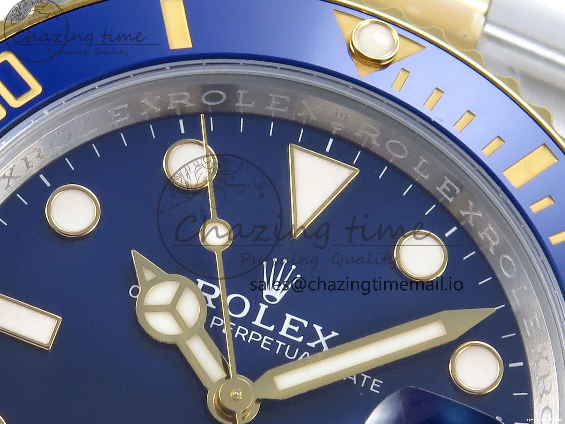 Best AAA Replica Sites Submariner YG Steel Bracelet 374 904L Dial 1:1 on Best Oyster Blue SH SS Edition Seasonal ARF SS YG 126613LB 0115